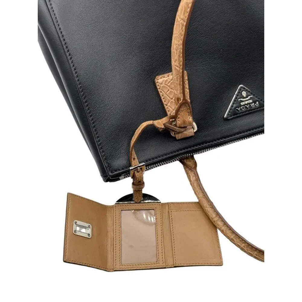 Prada Galleria Double Zip Tote in Nero & Sughero